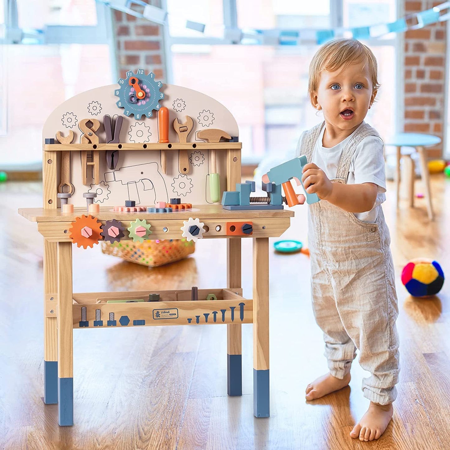 A Workbench Play Set For Kids With Tools