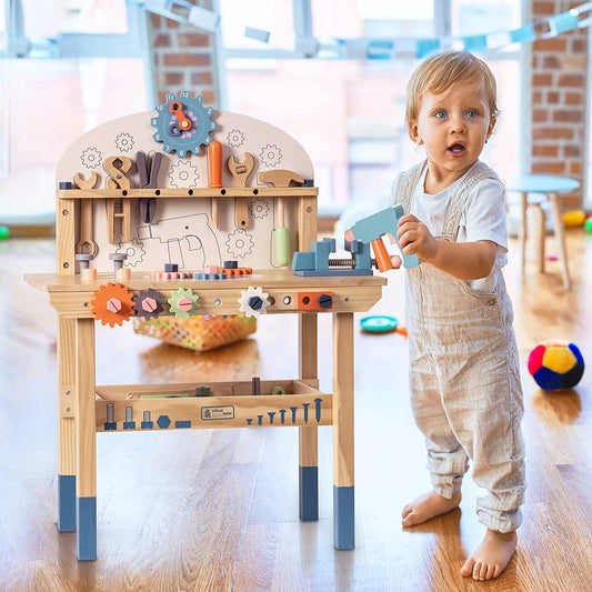 A Workbench Play Set For Kids With Tools