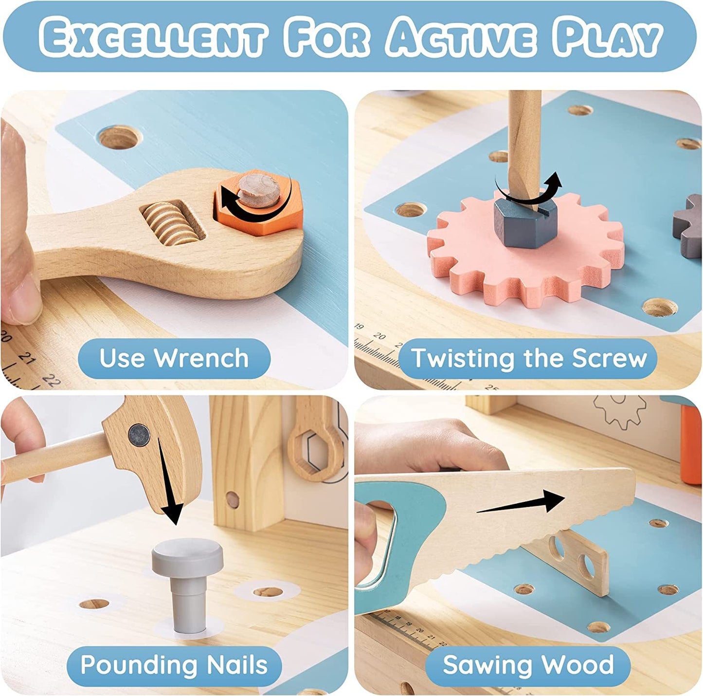 A Workbench Play Set For Kids With Tools